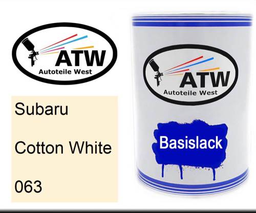 Subaru, Cotton White, 063: 500ml Lackdose, von ATW Autoteile West.